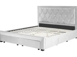 Discount Łóżko z szufladami LIEVIN Welur Jasno 180 x 200 cm Łóżka Tapicerowane|Łóżka Podwójne