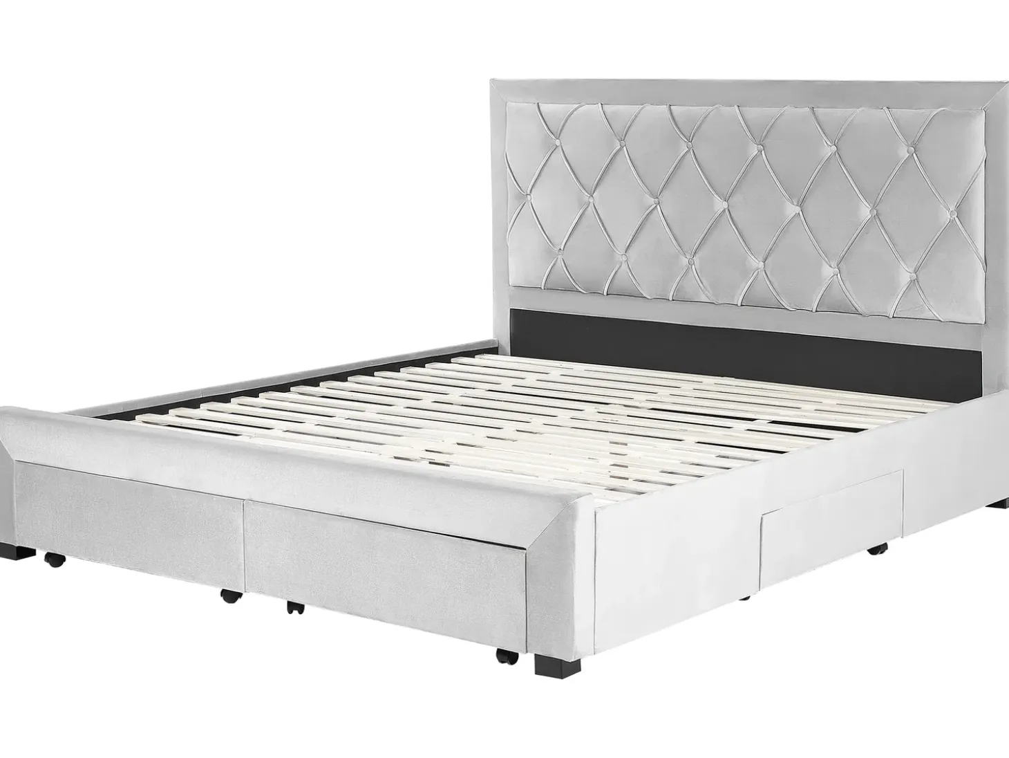 Discount Łóżko z szufladami LIEVIN Welur Jasno 180 x 200 cm Łóżka Tapicerowane|Łóżka Podwójne