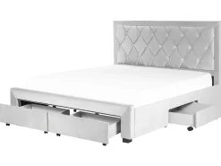 Discount Łóżko z szufladami LIEVIN Welur Jasno 180 x 200 cm Łóżka Tapicerowane|Łóżka Podwójne