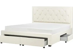Outlet Łóżko z szufladami LIEVIN Welur Jasno 180 x 200 cm Łóżka Tapicerowane|Łóżka Podwójne