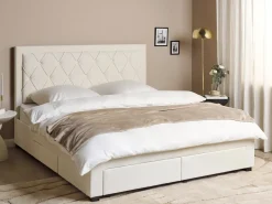 Outlet Łóżko z szufladami LIEVIN Welur Jasno 180 x 200 cm Łóżka Tapicerowane|Łóżka Podwójne