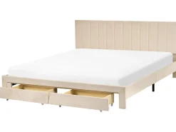 Łóżko z szufladami LONZAC Welur 180 x 200 cm Łóżka Tapicerowane|Łóżka Podwójne