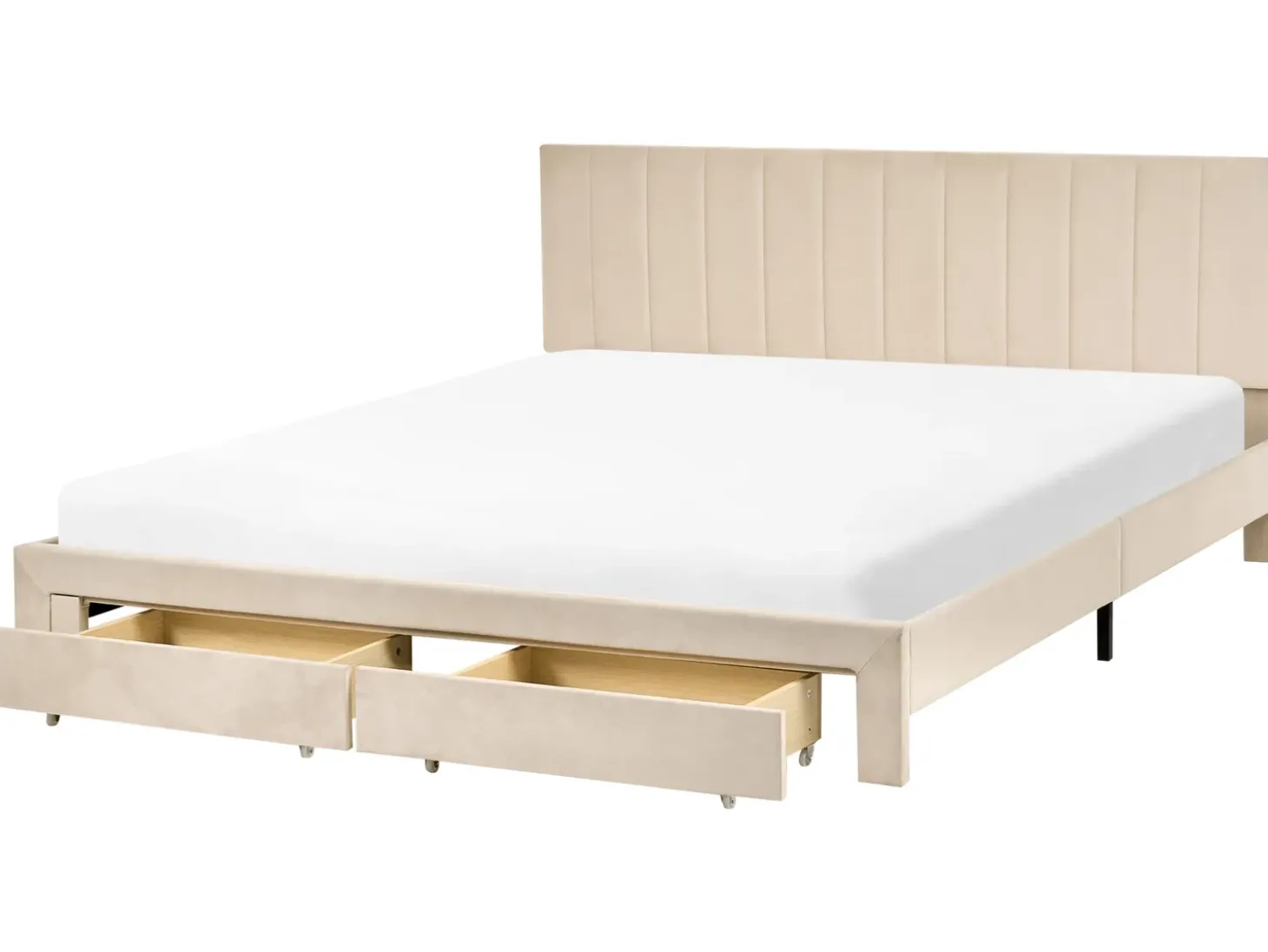 Łóżko z szufladami LONZAC Welur 180 x 200 cm Łóżka Tapicerowane|Łóżka Podwójne