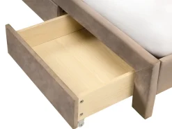 Best Łóżko z szufladami LONZAC Welur Beżowoszary 180 x 200 cm Łóżka Tapicerowane|Łóżka Podwójne