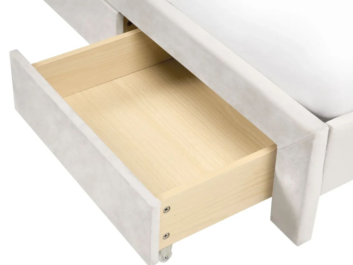 Outlet Łóżko z szufladami LONZAC Welur Złamana biel 180 x 200 cm Łóżka Tapicerowane|Łóżka Podwójne