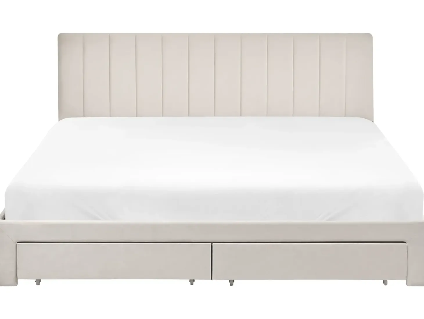 Outlet Łóżko z szufladami LONZAC Welur Złamana biel 180 x 200 cm Łóżka Tapicerowane|Łóżka Podwójne