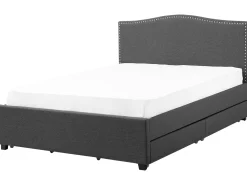New MONTPELLIER Ciemno 180 x 200 cm LED Łóżka Tapicerowane|Łóżka Podwójne