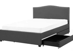 New MONTPELLIER Ciemno 180 x 200 cm LED Łóżka Tapicerowane|Łóżka Podwójne