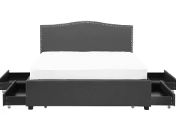 New MONTPELLIER Ciemno 180 x 200 cm LED Łóżka Tapicerowane|Łóżka Podwójne