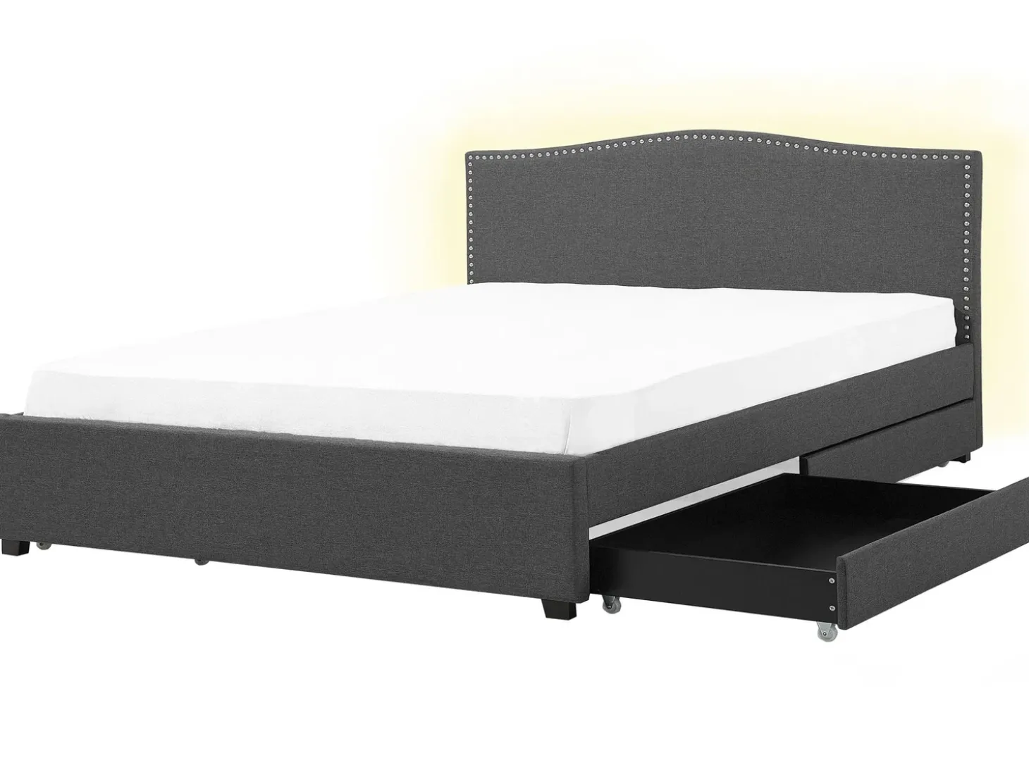 New MONTPELLIER Ciemno 180 x 200 cm LED Łóżka Tapicerowane|Łóżka Podwójne