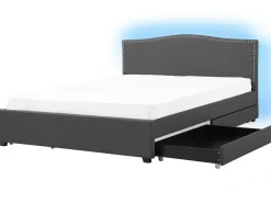 Hot MONTPELLIER Kolorowy 180 x 200 cm LED Łóżka Tapicerowane|Łóżka Podwójne