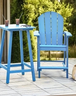 Krzesło barowe ogrodowe ADIRONDACK Materiał syntetyczny Niebieski