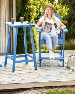 Krzesło barowe ogrodowe ADIRONDACK Materiał syntetyczny Niebieski