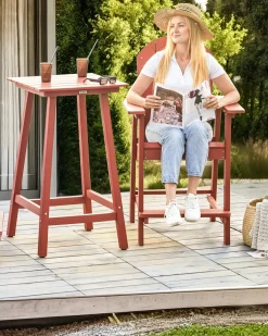 Krzesło barowe ogrodowe ADIRONDACK Materiał syntetyczny Czerwony