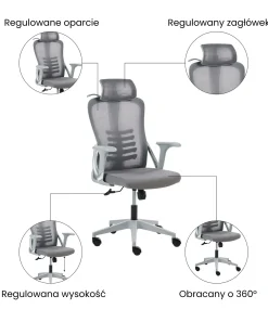 Clearance Krzesło biurowe ERGONOX Szary Profesjonalne Fotele Biurowe|Wszystkie Krzesła