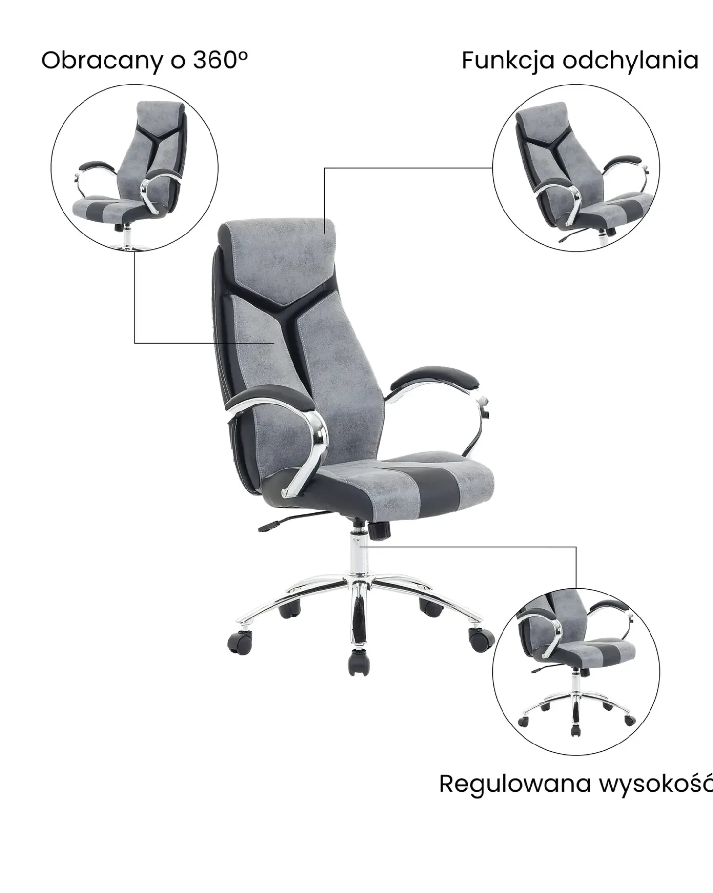 Discount Krzesło biurowe FORMULA Ekoskóra Szary Krzesła Biurowe Do Domu|Wszystkie Krzesła