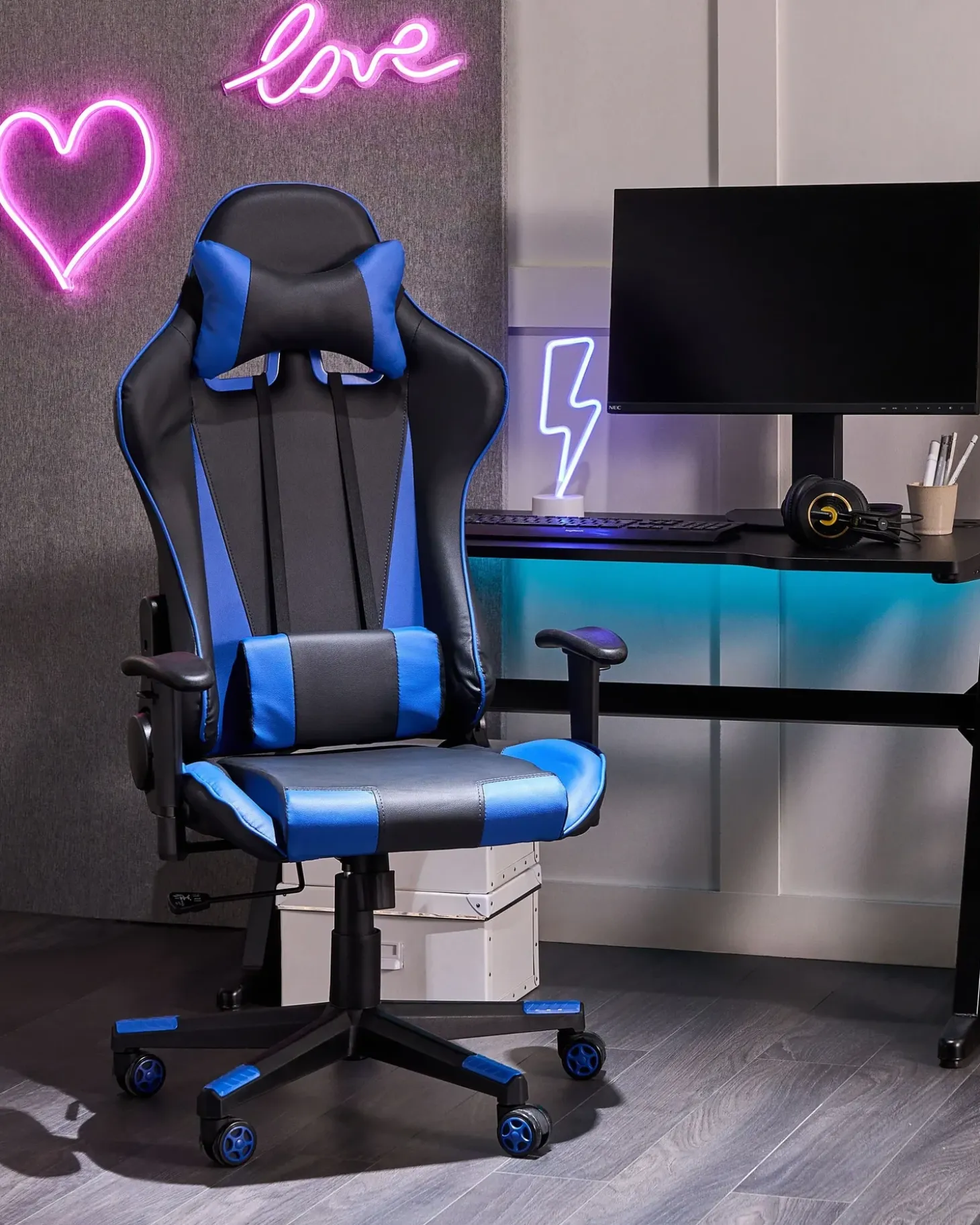 New Krzesło biurowe GAMER Ekoskóra Ciemnoniebieski Dzieci Wszystkie Krzesła|Wszystkie Meble I Akcesoria Dziecięce