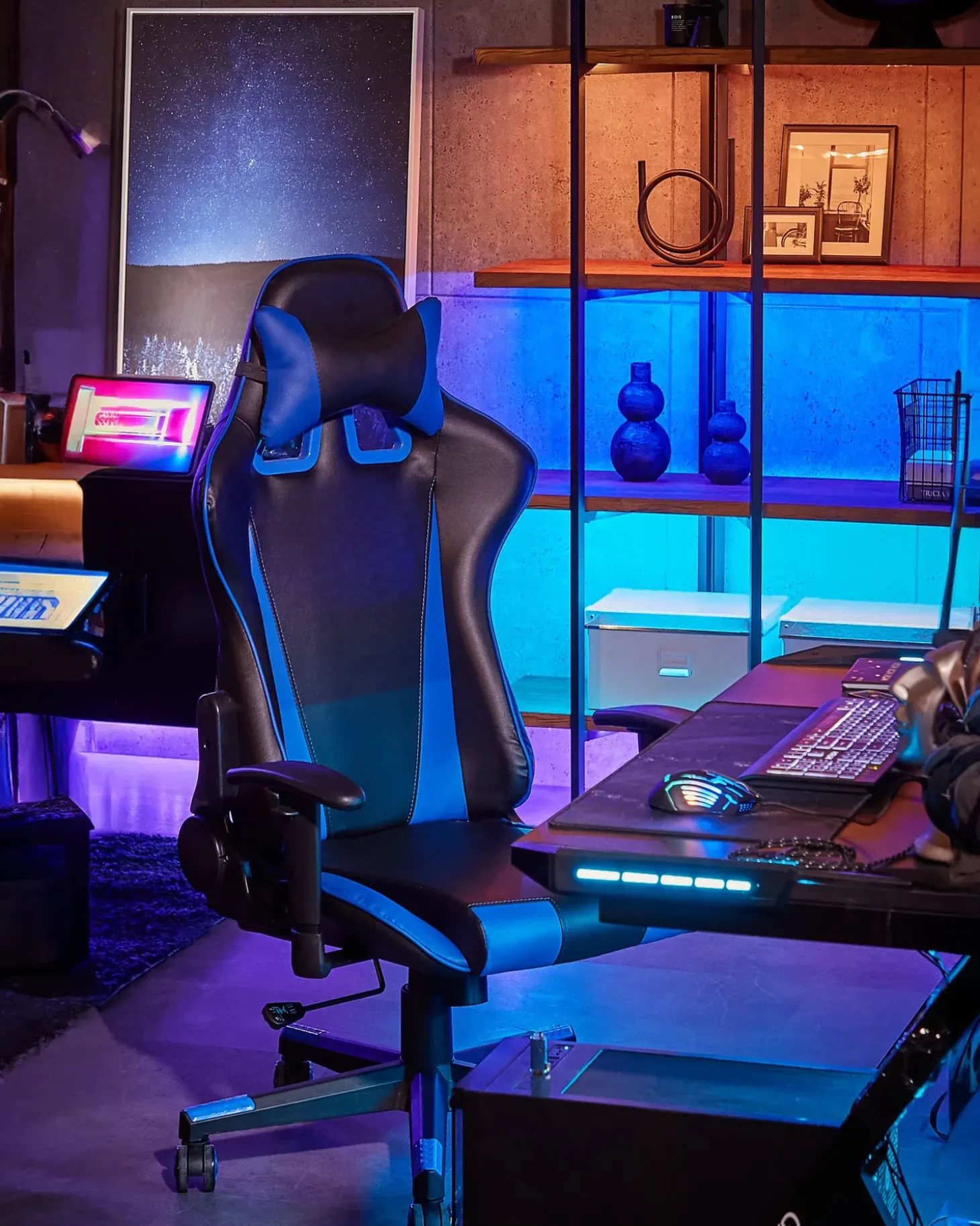 New Krzesło biurowe GAMER Ekoskóra Ciemnoniebieski Dzieci Wszystkie Krzesła|Wszystkie Meble I Akcesoria Dziecięce