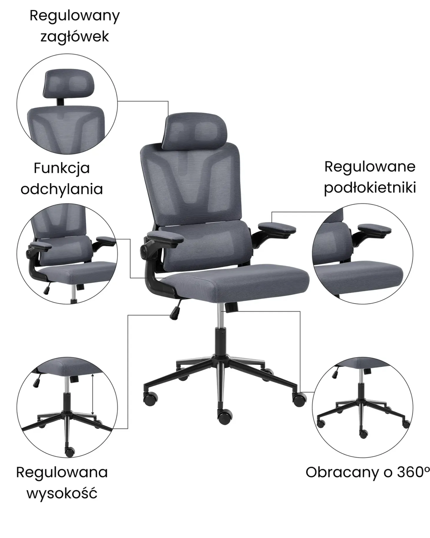 Best Krzesło biurowe KRYOS Ciemnoszary Krzesła Biurowe Do Domu|Wszystkie Krzesła