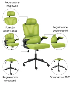 Clearance Krzesło biurowe KRYOS Zielony Krzesła Biurowe Do Domu|Wszystkie Krzesła