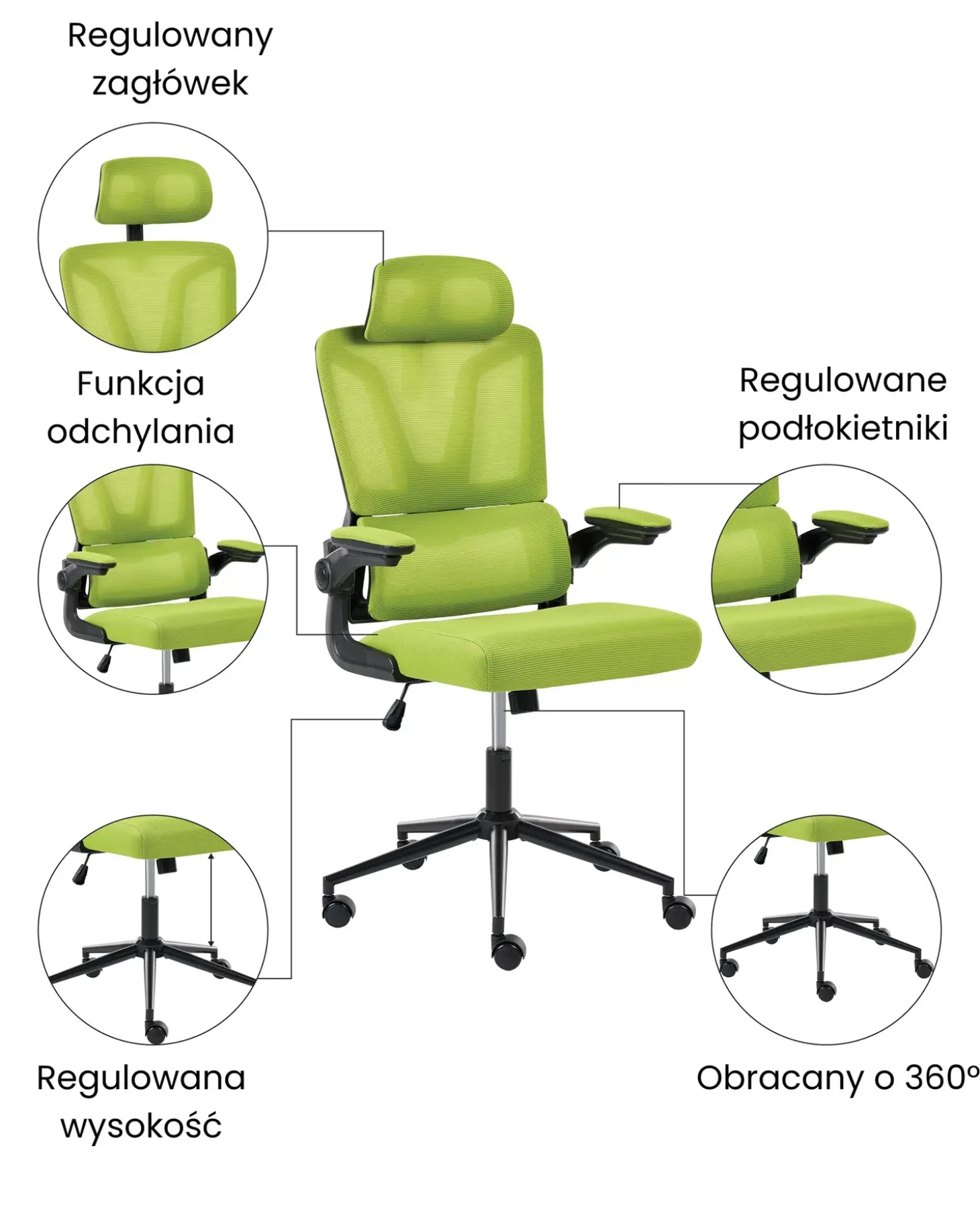 Clearance Krzesło biurowe KRYOS Zielony Krzesła Biurowe Do Domu|Wszystkie Krzesła