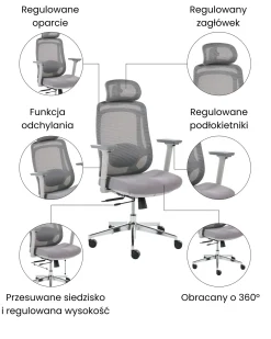 Hot Krzesło biurowe OLYRA Szary Profesjonalne Fotele Biurowe|Wszystkie Krzesła