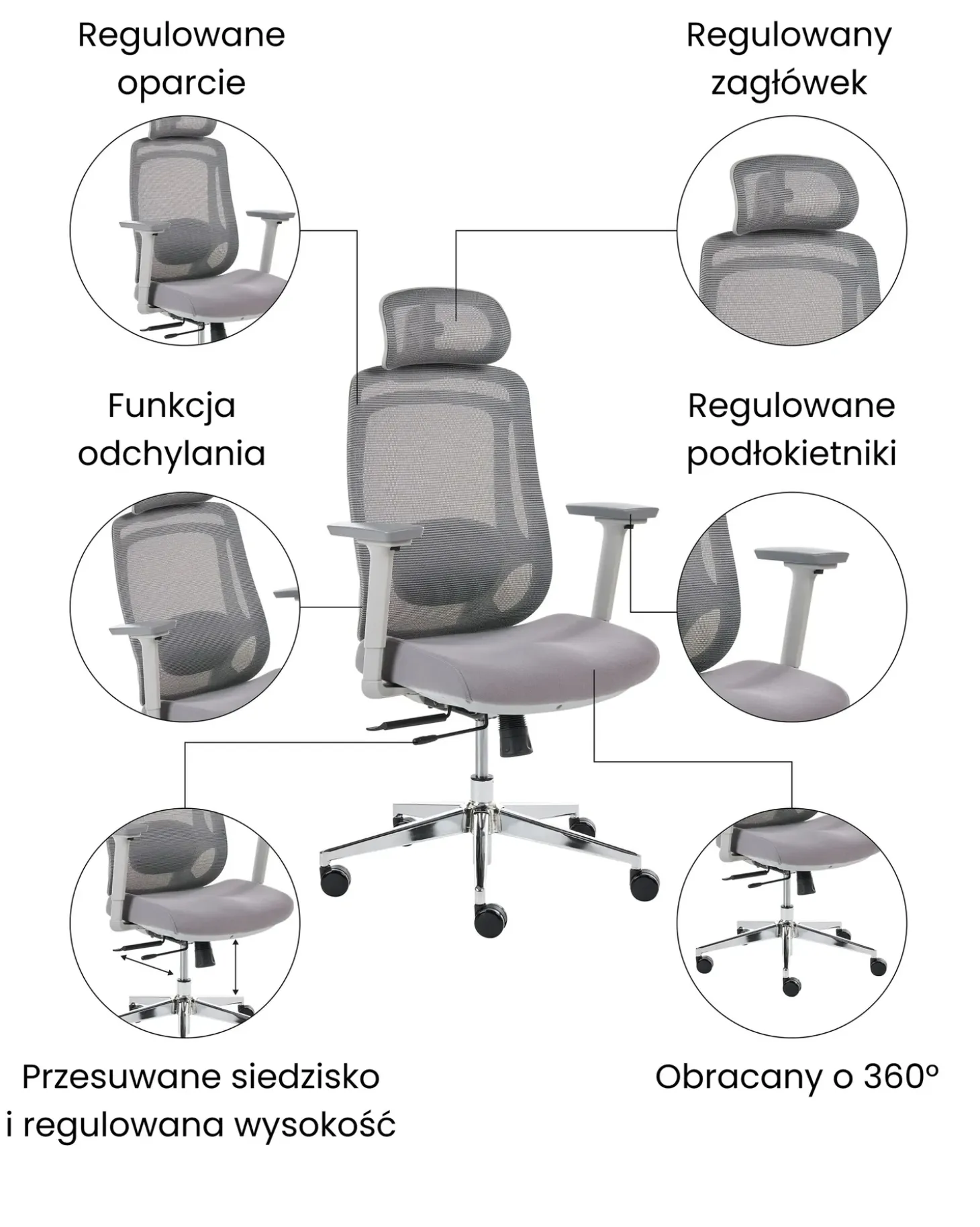 Hot Krzesło biurowe OLYRA Szary Profesjonalne Fotele Biurowe|Wszystkie Krzesła