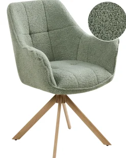 Discount Krzesło do jadalni Obrotowy HAYDEN Boucle Jasnozielony Wszystkie Krzesła|Krzesła Tapicerowane