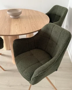 Outlet Krzesło do jadalni Obrotowy HAYDEN Boucle Zielony Wszystkie Krzesła|Krzesła Tapicerowane