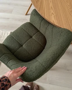 Outlet Krzesło do jadalni Obrotowy HAYDEN Boucle Zielony Wszystkie Krzesła|Krzesła Tapicerowane
