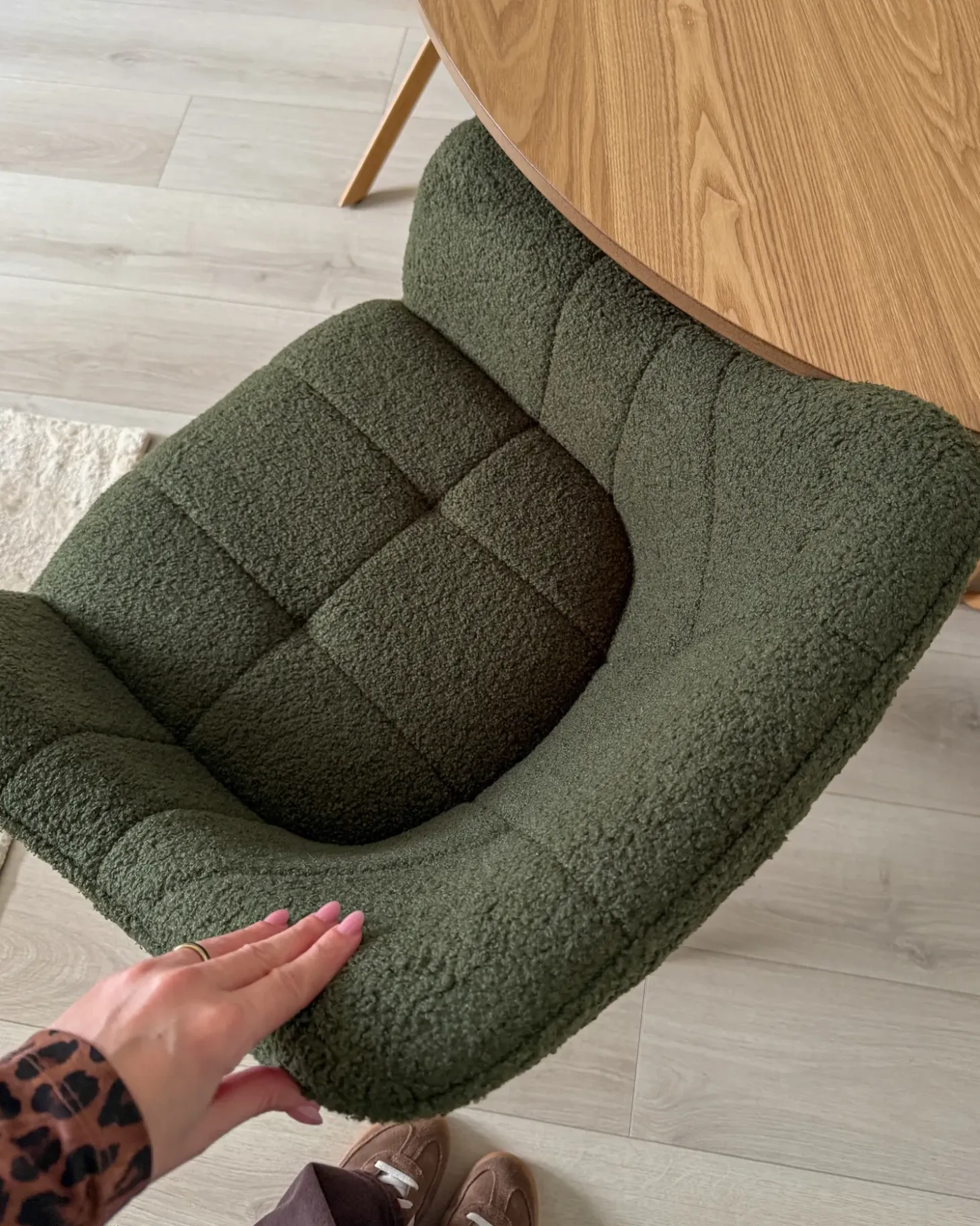 Outlet Krzesło do jadalni Obrotowy HAYDEN Boucle Zielony Wszystkie Krzesła|Krzesła Tapicerowane