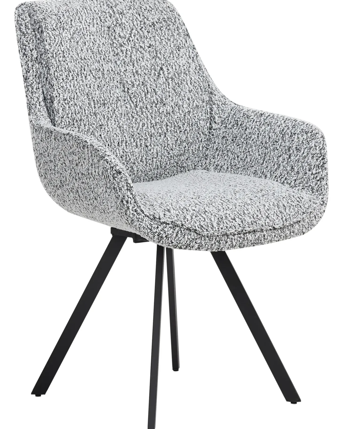 Discount Krzesło do jadalni Obrotowy MARCELLUS Boucle Czarny/ biały Wszystkie Krzesła|Krzesła Tapicerowane