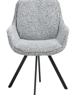 Discount Krzesło do jadalni Obrotowy MARCELLUS Boucle Czarny/ biały Wszystkie Krzesła|Krzesła Tapicerowane