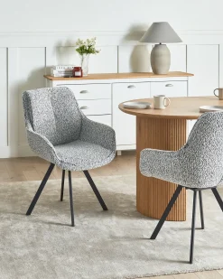 Discount Krzesło do jadalni Obrotowy MARCELLUS Boucle Czarny/ biały Wszystkie Krzesła|Krzesła Tapicerowane