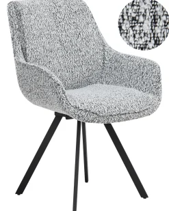 Discount Krzesło do jadalni Obrotowy MARCELLUS Boucle Czarny/ biały Wszystkie Krzesła|Krzesła Tapicerowane