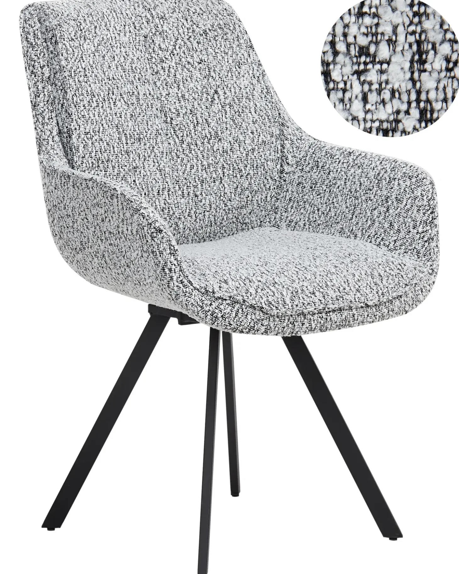 Discount Krzesło do jadalni Obrotowy MARCELLUS Boucle Czarny/ biały Wszystkie Krzesła|Krzesła Tapicerowane