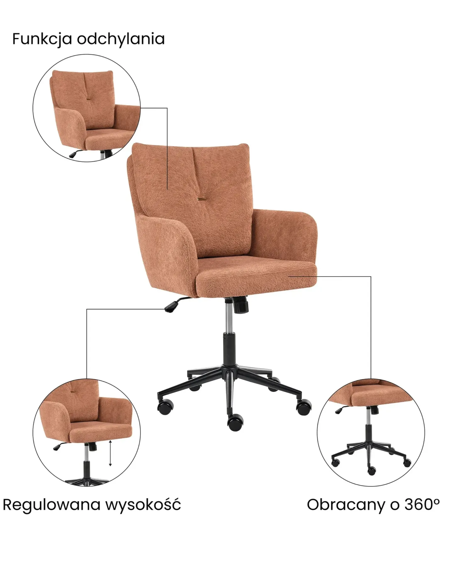 Clearance Krzesło obrotowe ALPINE Złoty brąz Krzesła Biurowe Do Domu|Wszystkie Krzesła