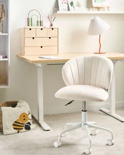 Discount Krzesło obrotowe CHEERFUL Welur Złamana biel Dzieci Wszystkie Krzesła|Wszystkie Meble I Akcesoria Dziecięce