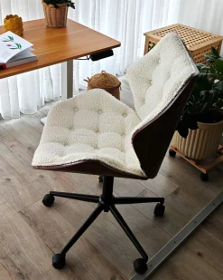 Discount Krzesło obrotowe LOMPOC Boucle Złamana biel Krzesła Biurowe Do Domu|Wszystkie Krzesła