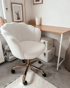 Discount Krzesło obrotowe MONTICELLO Boucle Biały Krzesła Biurowe Do Domu|Wszystkie Krzesła