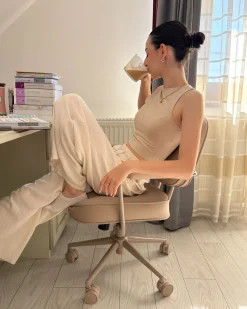 Hot Krzesło obrotowe PARAMUS Ekoskóra Piaskowy Krzesła Biurowe Do Domu|Wszystkie Krzesła