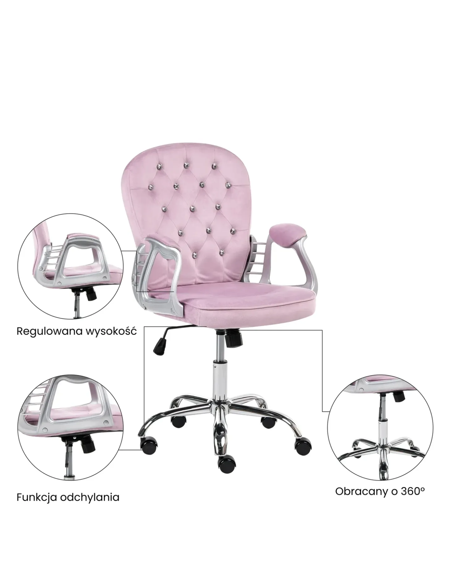 Discount Krzesło obrotowe PRINCESS Welur Jasnofioletowy Krzesła Biurowe Do Domu|Wszystkie Krzesła