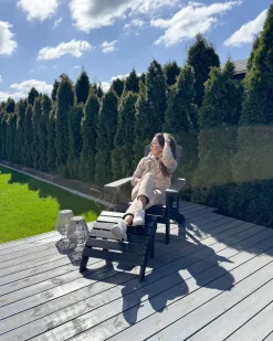 Krzesło ogrodowe ADIRONDACK Z podnóżkiem Ciemnoszary