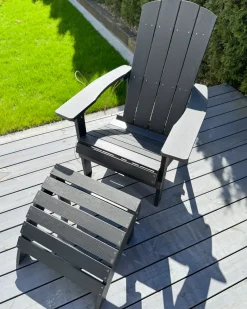 Krzesło ogrodowe ADIRONDACK Z podnóżkiem Ciemnoszary