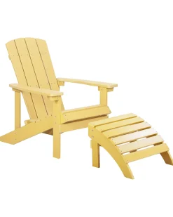 Krzesło ogrodowe ADIRONDACK Z podnóżkiem Żółty