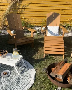 Krzesło ogrodowe ADIRONDACK Z podnóżkiem Brązowy