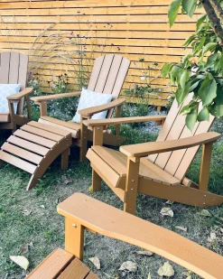 Krzesło ogrodowe ADIRONDACK Z podnóżkiem Brązowy