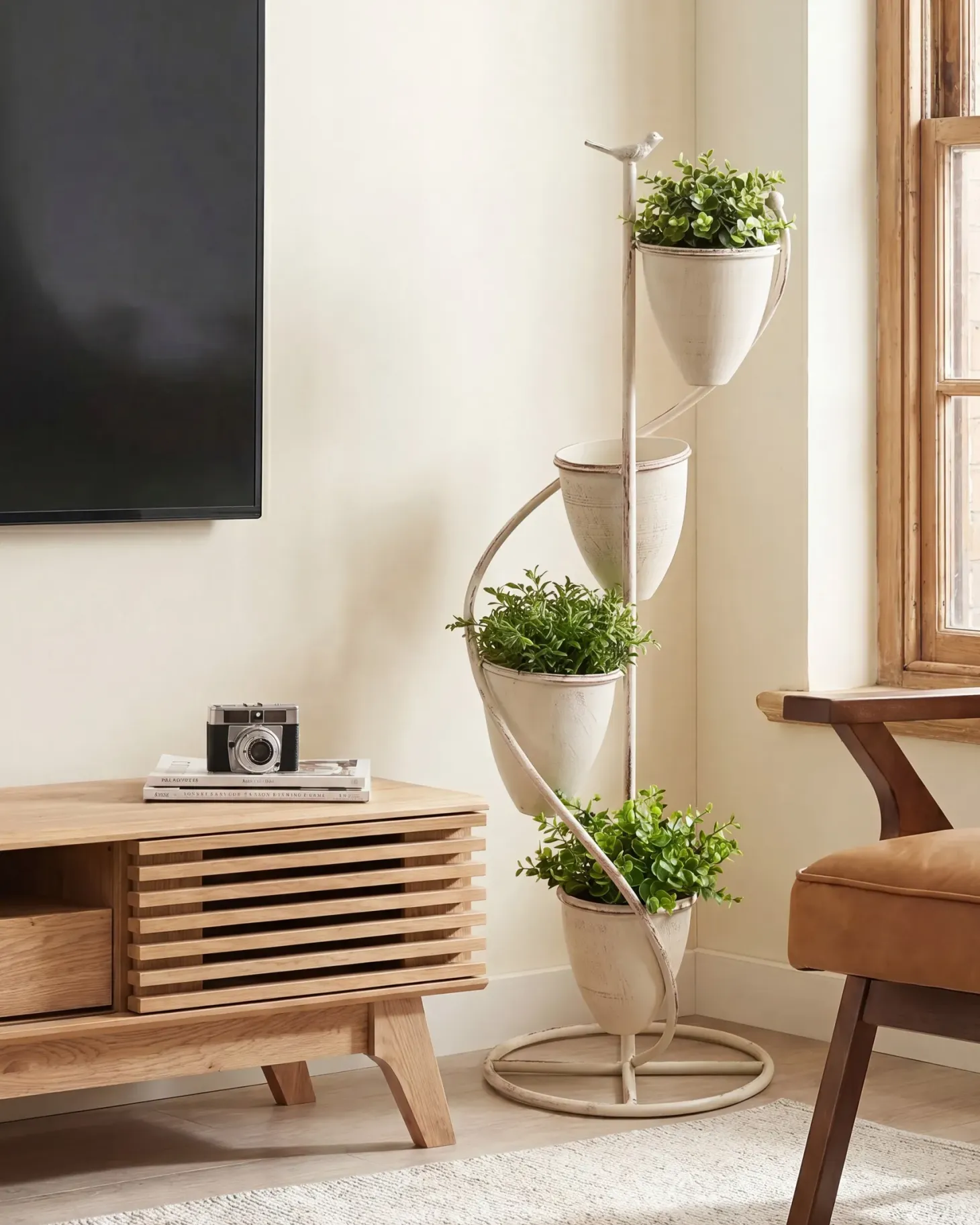 Kwietnik BANEBERRY 24 cm Beżowy Metal