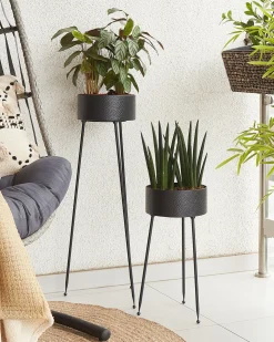 Kwietnik LEIKA 29 cm Czarny Metal