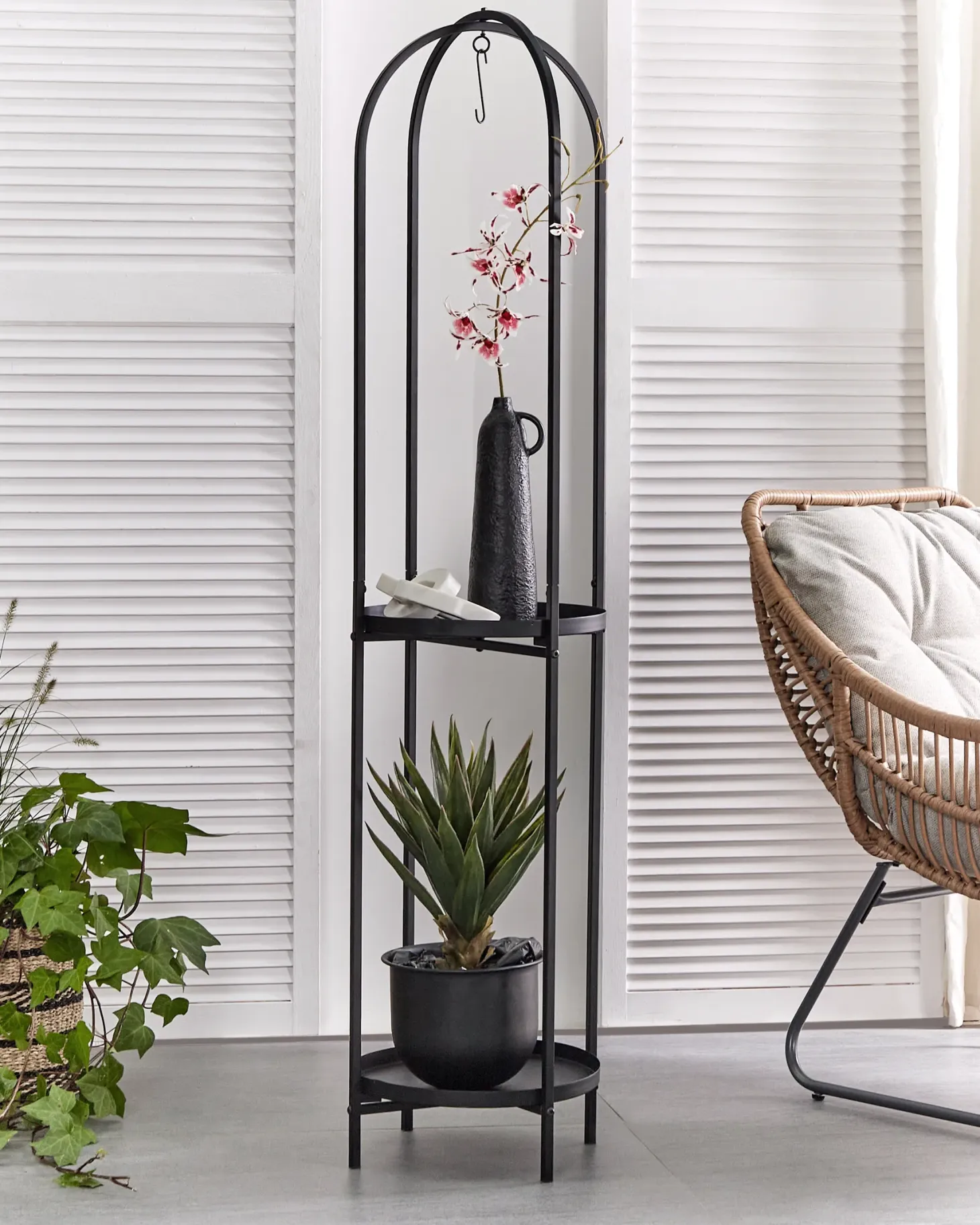 Kwietnik TAMARIX Metal 35 cm Czarny
